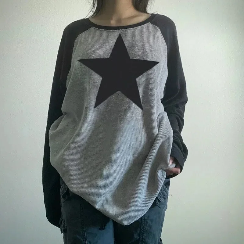 star-print-color-matching-raglan-sleeves-loose-fitting-long-sleeved-t-shirt-for-womens-fashion-casual-college-style-top