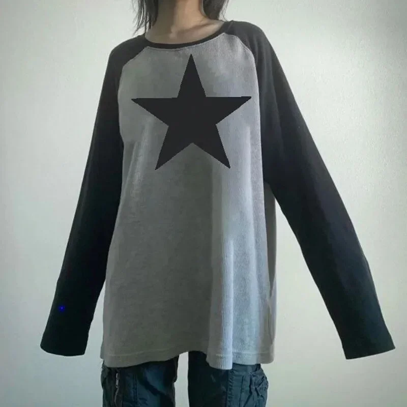 star-print-color-matching-raglan-sleeves-loose-fitting-long-sleeved-t-shirt-for-womens-fashion-casual-college-style-top