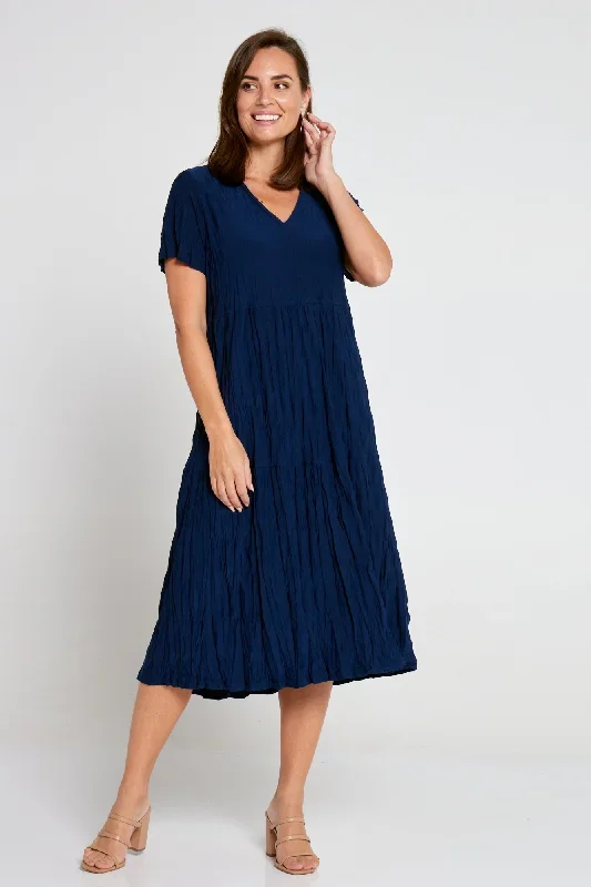 Stella Tiered Dress - Navy