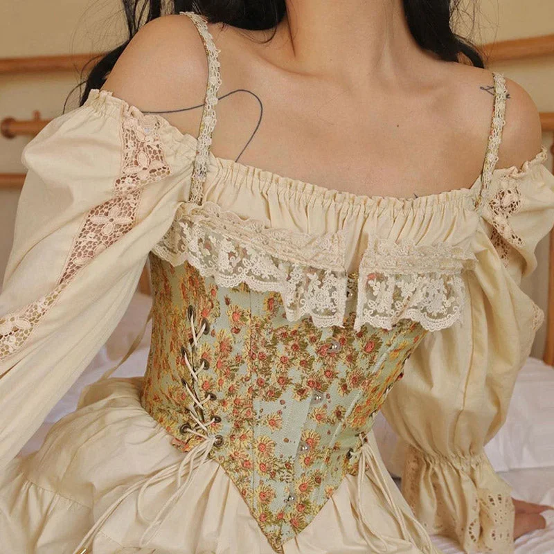 sweet-ruffled-hook-and-eye-lace-up-side-floral-crop-corset-top-green