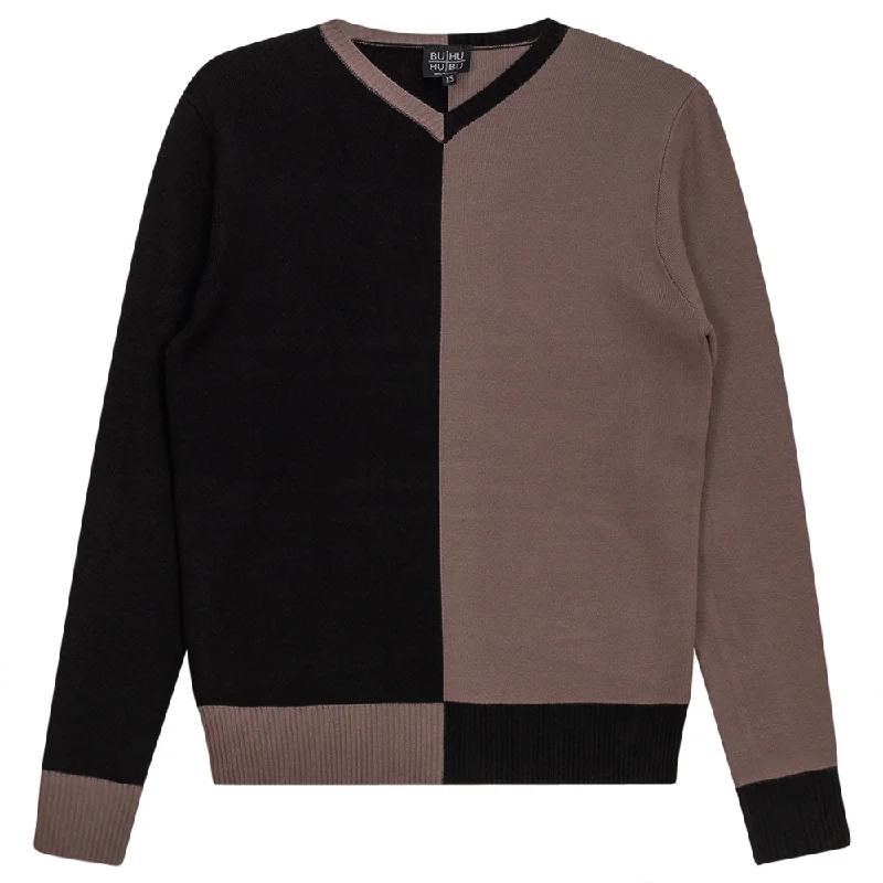 two-tone-v-neck-sweater