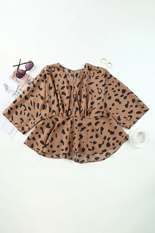 v-neck-leopard-print-peplum-blouse