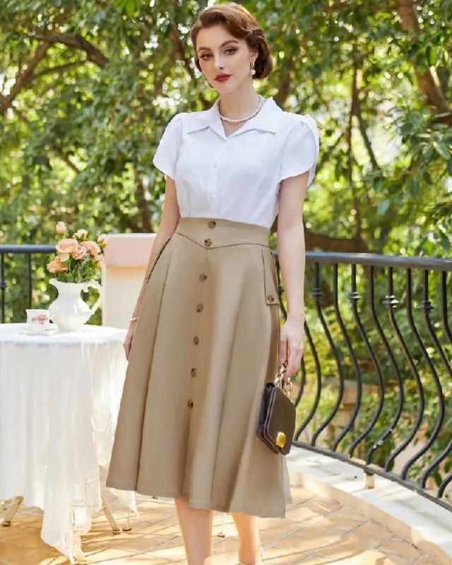 vintage-front-slit-swing-skirt-high-waist-buttons-decorated-skirt