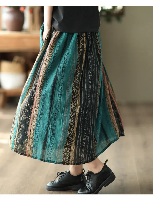 vintage-print-elasticated-waist-skirt