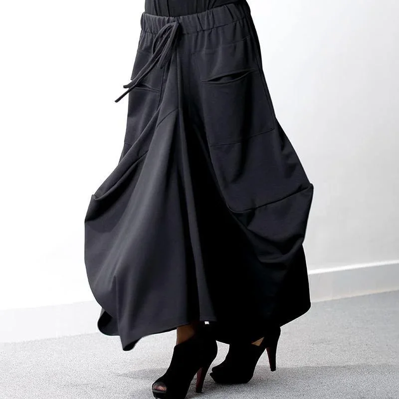 women-cotton-clothes-18th-century-elastic-waist-black-plus-size-fashion-skirt