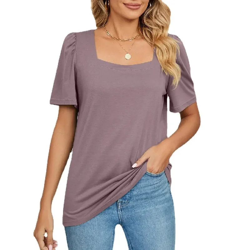 women-short-sleeve-solid-square-neck-t-shirt-tops