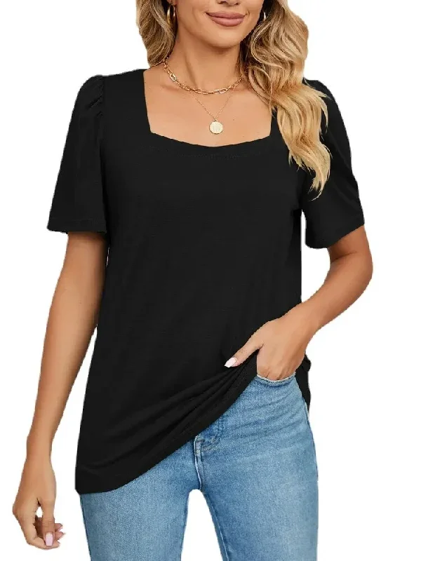 women-short-sleeve-solid-square-neck-t-shirt-tops