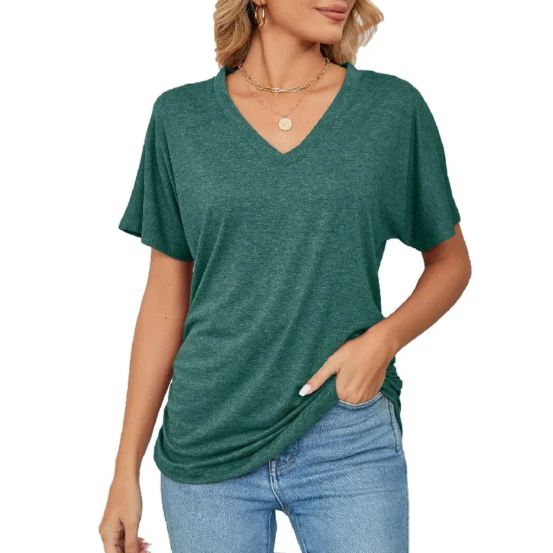 Women Short Sleeve V Neck T Shirt Tee