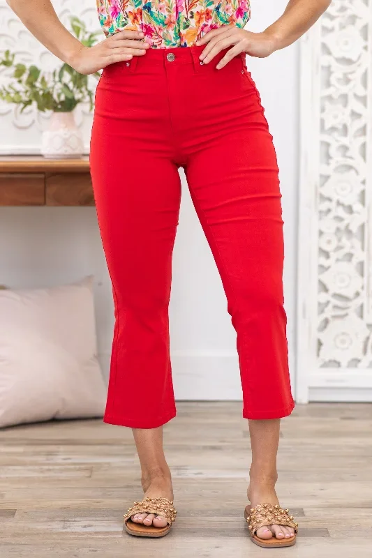 ymi-red-hyperstretch-cropped-flare-pants